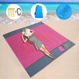 Strand tæppe 210x200cm stor sandtæt vandtæt strandmåtte - Rose