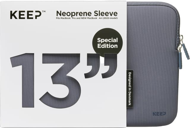 KEEP 13,6" neopren/textil MacBook-fodral (blå granit)