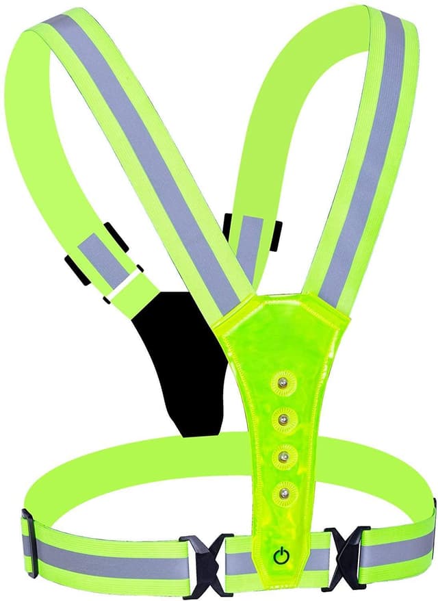 Refleksvest med LED-lys for løping, sykling og trening