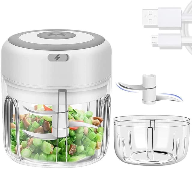 Mini Elektrisk Grøntsagshakker - Trådløs Blender 250ml - Hvid