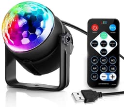 Diskokule med roterende RGB-lys + fjernkontroll (LED Party Light)
