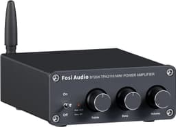 Fosi Audio Bluetooth 5.0 & R/L forsterker 100W x 2 med volum-, bass- og diskantkontroll, svart