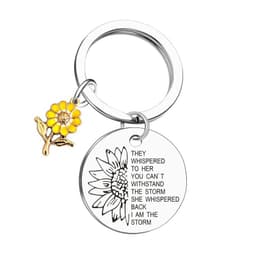 Ny nyckelring i rostfritt stål inspirerande present solrosblommahänge