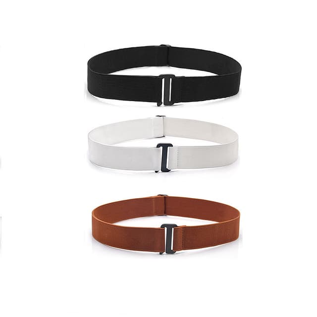 Bulky Sweater Tuck Band, justerbart elastisk bælte til jeans 3-delt Hvid+ sort + brun