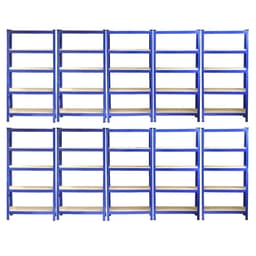 Monsterstativ - T-Rax Heavy Duty-hyller, blå, 75 cm bredde x 30 cm dybde, sett med 10