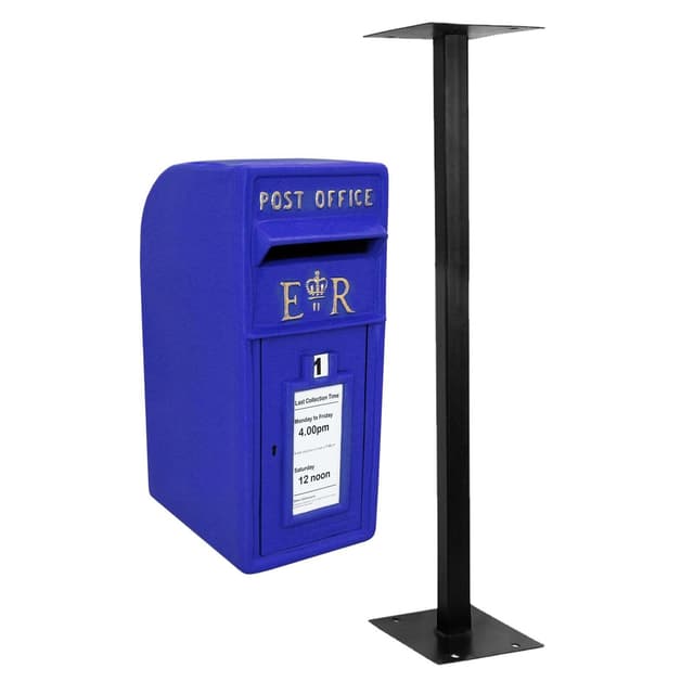 Blå Skotsk Postkasse med Stativ