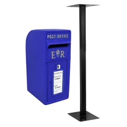 Blå skotsk postlåda med stativ