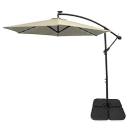Gräddvitt 3m LED Cantilever Parasoll med Fyrkantig Bas
