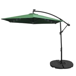 Grön 3m LED Cantilever Parasoll med Solfjäderformad Bas
