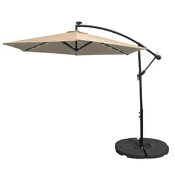 Beige 3m LED Cantilever Parasoll med Solfjäderformad Bas