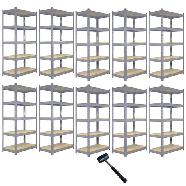 10 x Q-Rax Grå Metal Racks Enheder 90 x 50 x 180cm