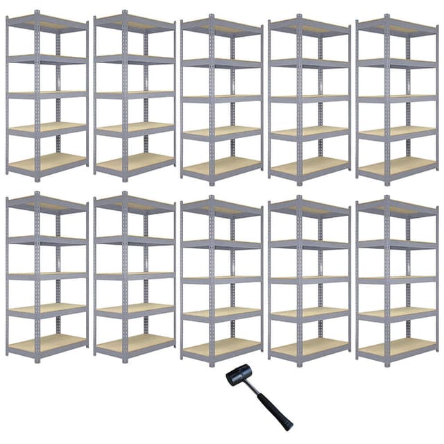 10 x Q-Rax Grå Metal Racks Enheder 120 x 50 x 180cm
