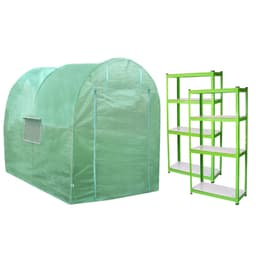Polytunnel Drivhus med Galvaniserte Hagehyller Voksetelt 19mm 2 x 3m