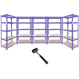 Monster Racking T-Rax metallförvaringshyllor, blå, 90 cm B, 45 cm D, set om 5