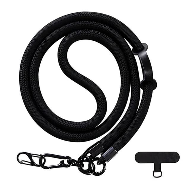 Mobilhalsband 10mm med fästbricka - Svart