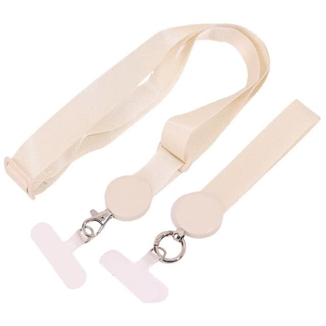 Mobilhalsband 2i1 med fästbricka - Ivory White