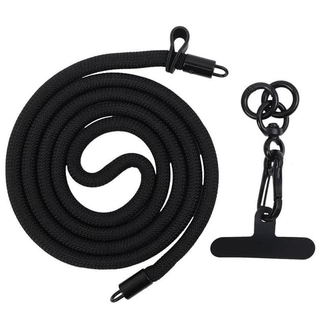 Mobilhalsband 7mm med fästbricka - Svart