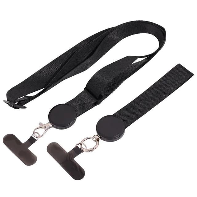 Mobilhalsbånd 2i1 med festebrikke - Onyx Black