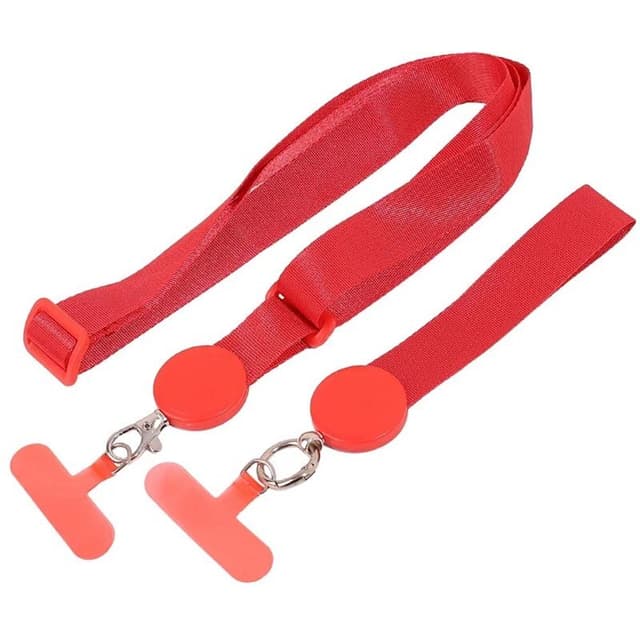 Mobilhalsbånd 2i1 med festebrikke - Cherry Red