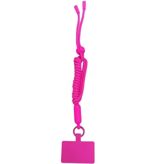 Mobilhalsbånd 5mm med festebrikke - Hot Pink