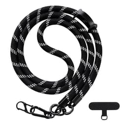 Mobilhalsband 10mm med fästbricka - Svart/vit