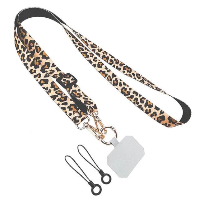 Mobilhalsbånd Leopard med festebrikke