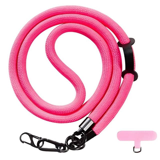 Mobilhalsband 10mm med fästbricka - Rosa