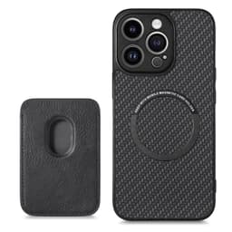 Magneettinen suojakotelo tukee MagSafea korttitelineellä Black  iPhone 15 Pro