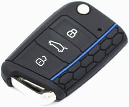Bilnøglecover kompatibel med VW Golf 7 och Skoda Octavia/Karoq/Yeti Sort Blå Black+Blue