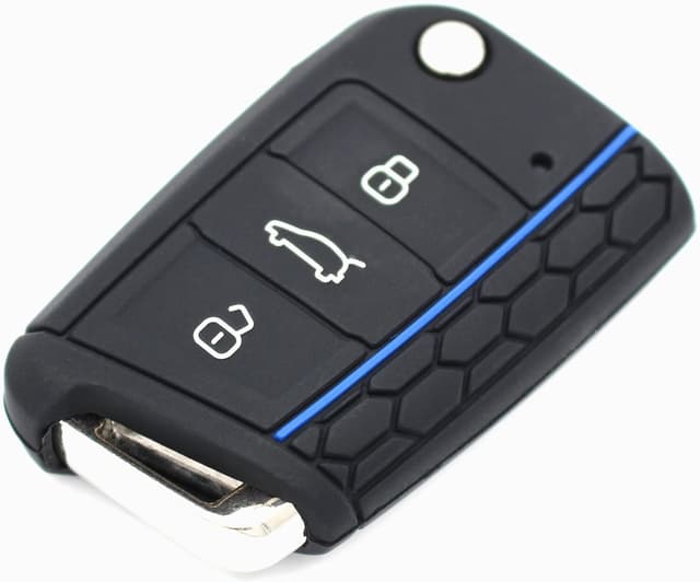 Bilnyckelfodral kompatibelt med VW Golf 7 och Skoda Octavia/Karoq/Yeti Black+Blue