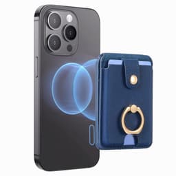 Magnetisk kortholder med justerbar stand-ringholder til iPhone 15/14/13/12 Blå