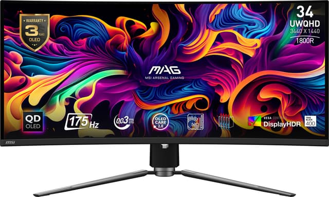 MSI MAG 341CQP 34" QHD/QDOLED/175Hz/0,03ms buet gaming skærm