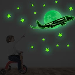 Glow in The Dark Plane Stars Stickers Grön