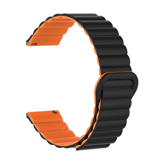 Musta oranssi silikoniranneke Huawei GT4:lle, Samsung Watch6:lle, 22mm