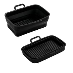 Sammenleggbar firkantet Air Fryer silikonform 19,5x12,7x7 cm Sort