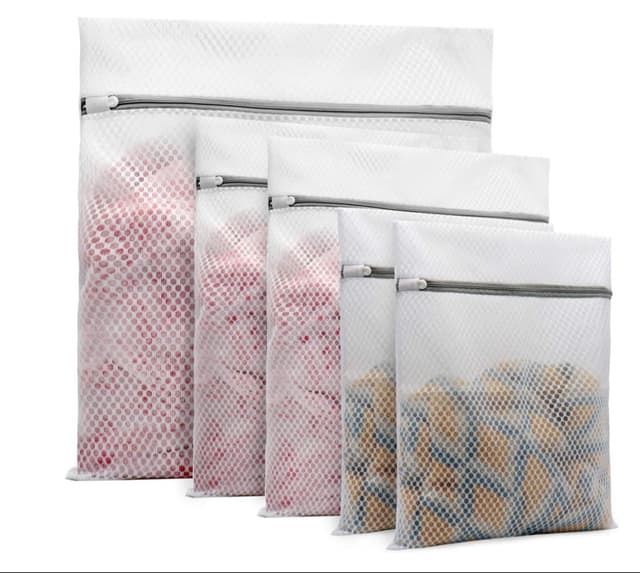 Honeycomb Mesh vasketøjspose med lynlås til finvask Hvid