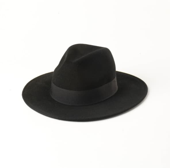 Hatt med dekorativt band, ull - Svart