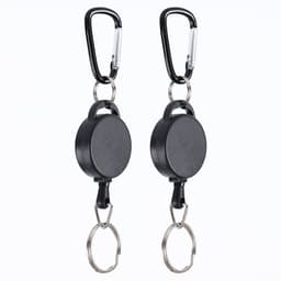 Utdragbar nyckelring med karbinhake 2-pack Svart