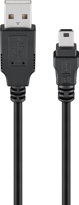 USB-A till Mini-B kabel, 1,8 m, svart