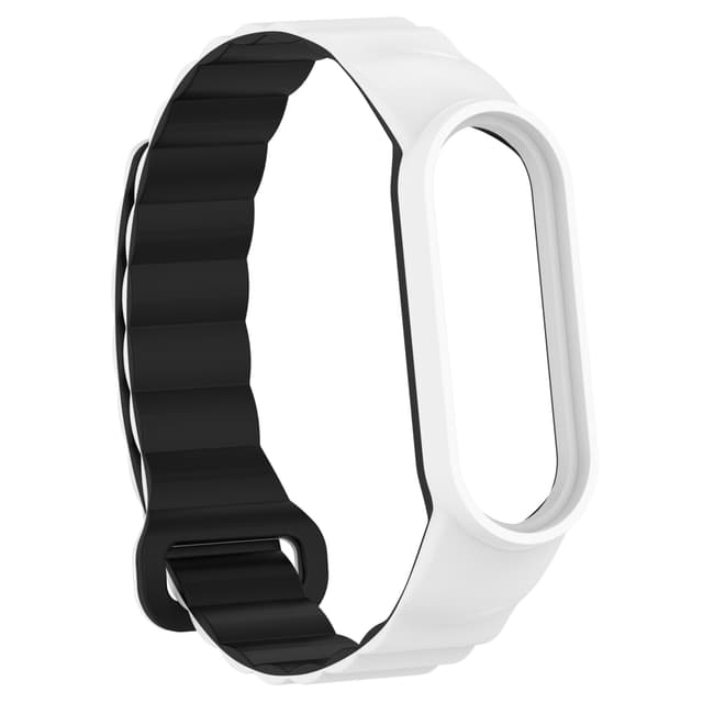 Magneettinen hihna Xiaomi Mi Band 3/4/5/6/7 Musta + Valkoinen