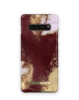 Fashion Case Galaxy S10+ Golden Burgundy Marbl