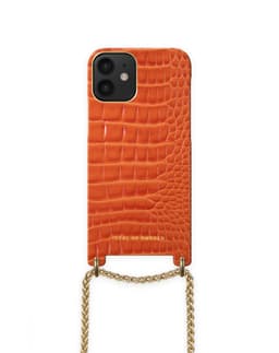 Lilou Necklace Case Orange Croco iPhone 12 MINI