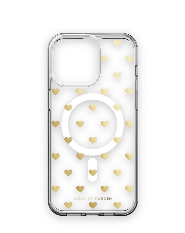 Clear Case MagSafe iPhone 15PM Golden Hearts