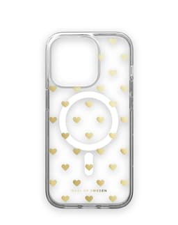 Clear Case MagSafe iPhone 14 Pro Golden Hearts