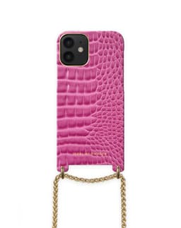 Lilou Necklace Case Fuchsia Croco iPhone 12 MINI