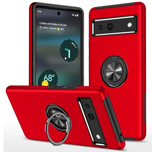 For Pixel 8a Hybrid Deksel med Fingerring - Rød