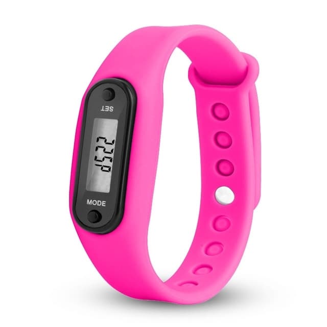 Typ B Stegräknare Pedometer Klock-modell Skön att bära MörkRosa