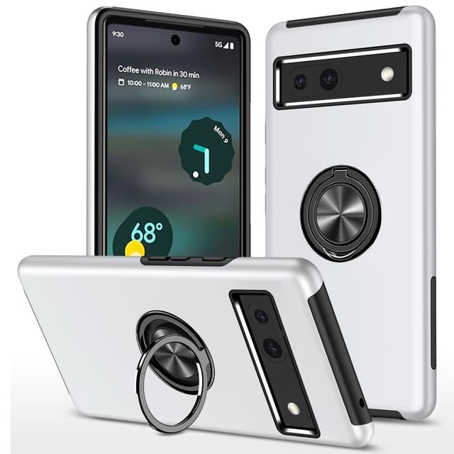 Till Pixel 8a Hybrid skal med Finger Ring - Silver