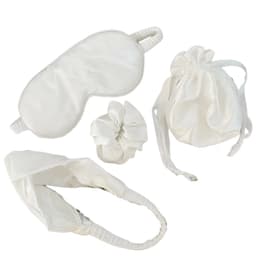 Blackout Sleep Mask -silmämaskisarja, jossa säilytyskangaspussi ja pääpanta Valkoinen