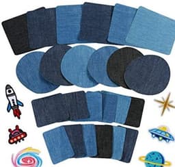 24 kpl denimkorjauslaastareita ja 6 kpl brodeerattuja merkkejä